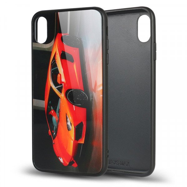 Wholesale iPhone Xr 6.1in Design Tempered Glass Hybrid Case (Race Car)